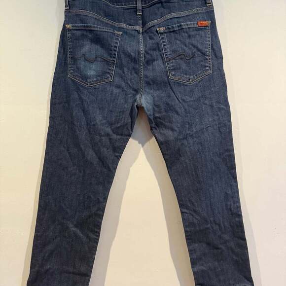 7 For All Mankind Standard Men’s Jeans Size 34 Straight Leg Dark Wash Denim - Picture 4 of 4